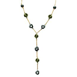 Y-Shaped Necklace with Enamel Knots
