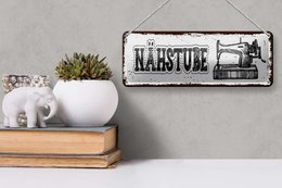 Blechschild Hinweis 27x10 cm Retro Nähstube Nähmaschine Deko Schild