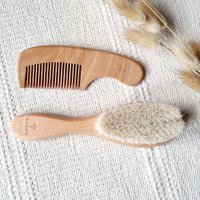 Rattle Wooden Baby Brush and Comb Set