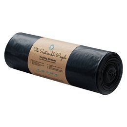 Heavy-duty black recycled garbage bags, 120 liters, 100 microns thick. Durable and eco-friendly waste management solution.