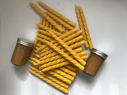 Twisted Beeswax Taper Candle - Pure Beeswax and Cotton wick