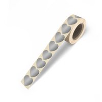 Silver mini hearts - Gift stickers on a roll - 500 pieces