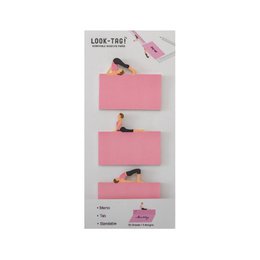 Sticky notes in a variety of pink shades, featuring a yoga-themed design with a silhouette of a person in a yoga pose.