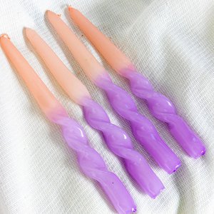 Gedrehte Kerzen - Lila/Lachs