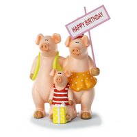 Ceramic pork family, 9x8x15cm