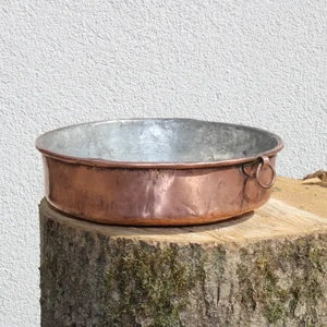 Handgemaakte koperen bakpan - Artisan kookgerei - ronde koperen potten