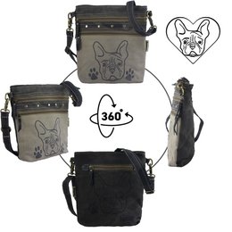 Sunsa dames schoudertas. Schoudertas in vintage stijl. Handtas van canvas. kleine crossbodytas voor dames met hondenmotief Bag Dog
