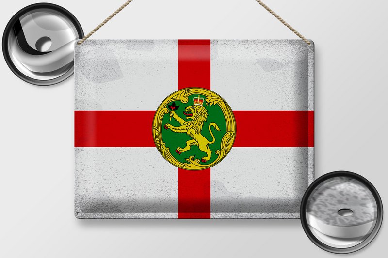 Tin Sign Flag Alderney 40x30cm Flag Alderney Vintage