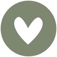 Muurcirkel olijfgroen wit hart