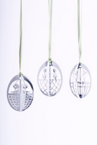 Metalen Paaseieren - 3 Designs (Wit)