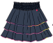 Blue pleated girls skirt, mood indigo color, casual kids dress style, available multiple sizes.