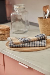 Set van 2 donkerblauwe Ibiza katoenen keukendoeken