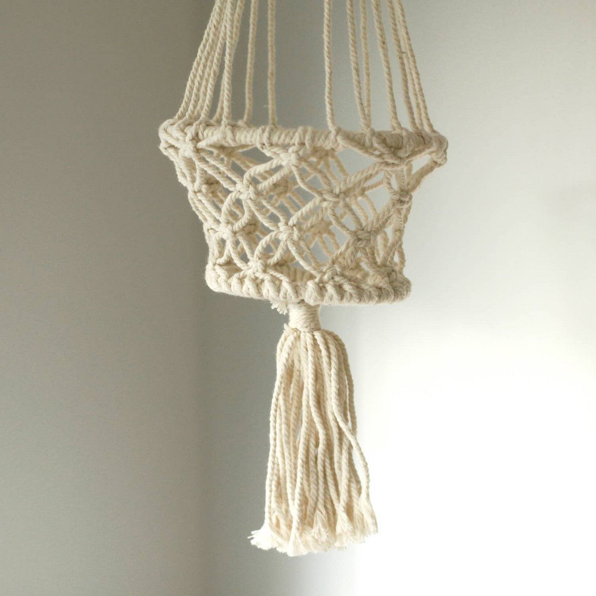 Macrame Pot Holder - Single Small pot - Rope White - NEW - 75x7 (cm)