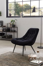 Sessel XXL Samt schwarz Metall schwarz
