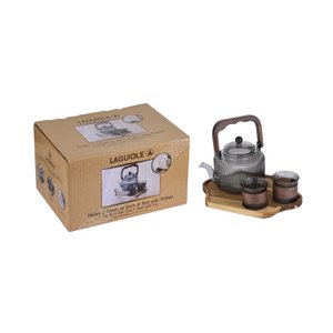 Laguiole set à teas - theepot, lade en 2 kopjes in glazen