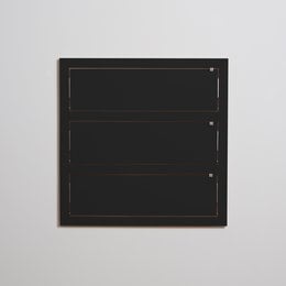 Black modular shoe rack with 3 compartments, suitable for storing up to 9 pairs of shoes.