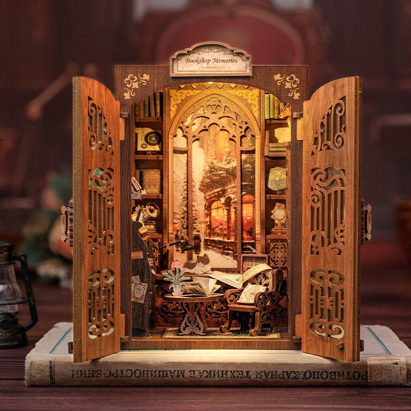 3D Booknook Bookshop Memories DIY Kit, 11.5x9.5x17cm, Cutebee