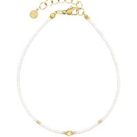 Elegance Beaded Anklet - White