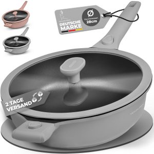 Bak pan 28 cm, niet -stick coating, verwijderbare handgrepen, inductie, ovenfestival (grijs)