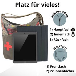 Sunsa schoudertas voor dames. Canvas hobo tas. Grote crossbody tas in vintage stijl. Elke vegan schoudertas is uniek.
