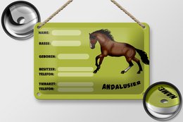 Tin Sign Horse 18x12cm Andalusian Name Owner Breed Decoration