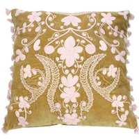 Kussen vierkant Taupe Moleskin creme embroiderie SALE