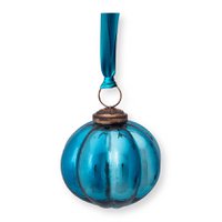 Ornament Glass Stripes Blue 7.5cm