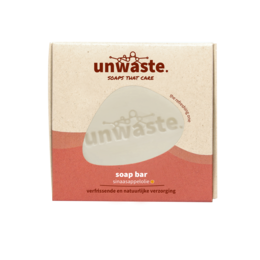 Orange-scented soap bar made with natural ingredients and minimal waste.