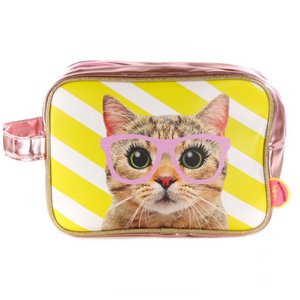 Kulturbeutel Katze mit rosa Brille