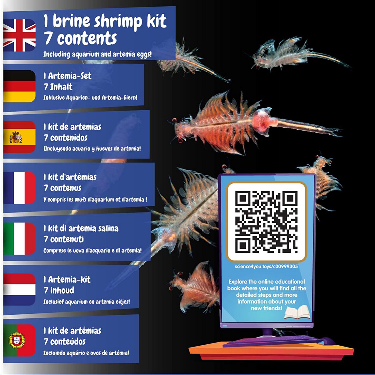 Science4you CRIATURAS MARINAS DEL JURÁSICO - Kit De Ecosistema Para Dragones De Agua (Artemia), Pecera Y Alimento Incluidos, Juguete Educativo Para Niños 6+ Años