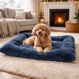 Orthopedic dog bed, grey blue brown pink, joint support foam, multiple sizes, comfortable pet mattress.