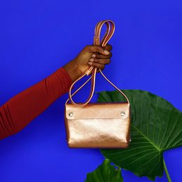 leather handbag copper