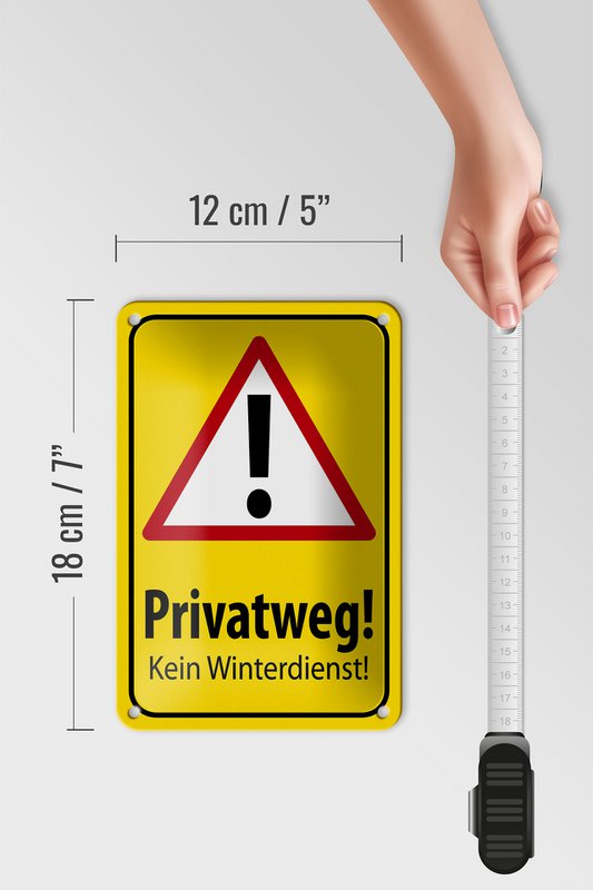 Tin sign note 18x12cm private road no winter service decoration