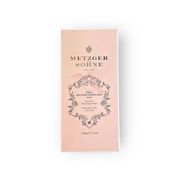 Milk chocolate bar, beige packaging, elegant ornamental design, premium confectionery product