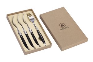 LAGUIOLE FOURCHETTE VORKEN GEDRAAIDE PAKKAHOUT SPIEGEL 4 ST