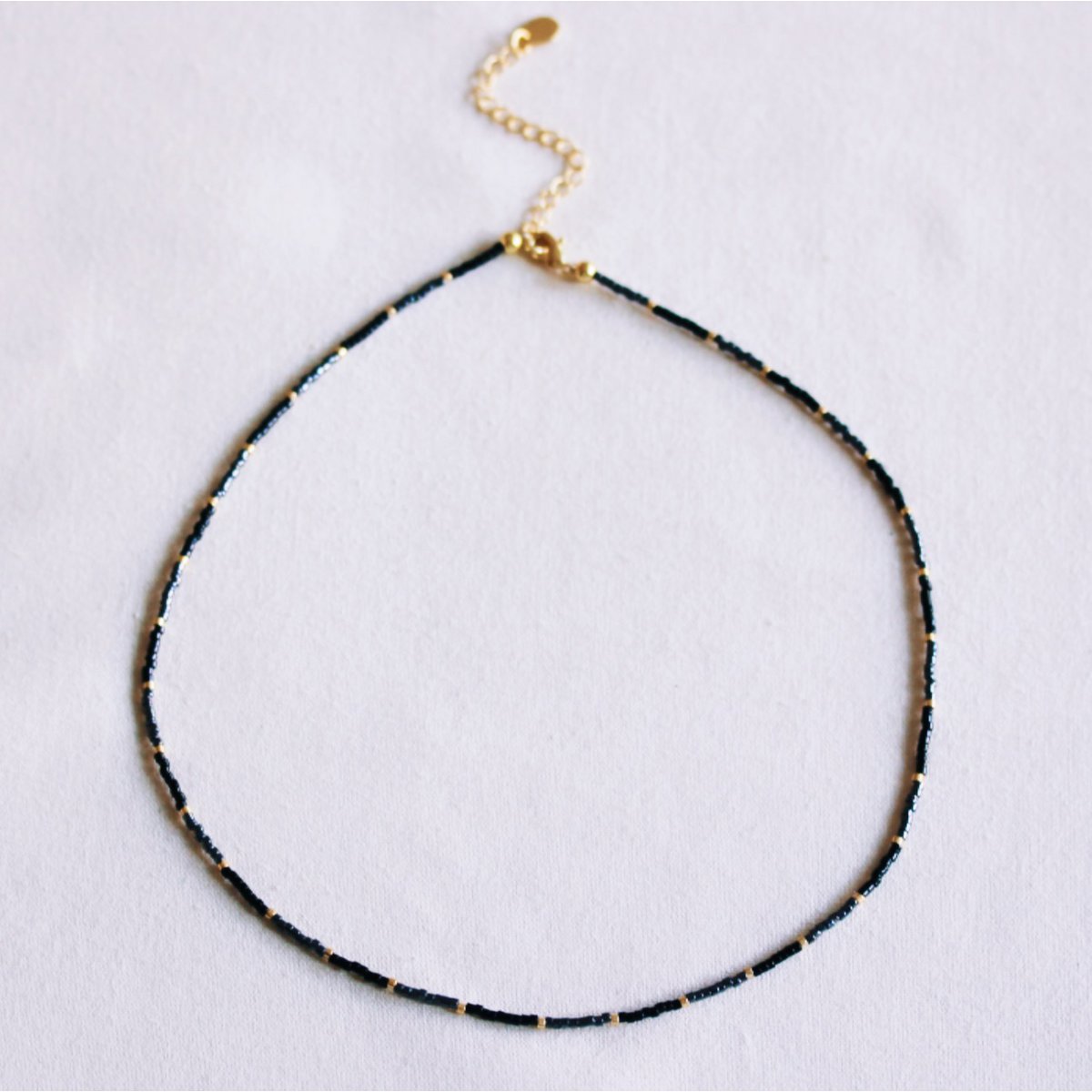 Miyuki necklace – black/anthracite/gold-plated