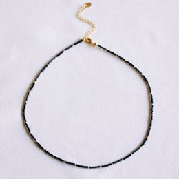 Miyuki necklace – black/anthracite/gold-plated