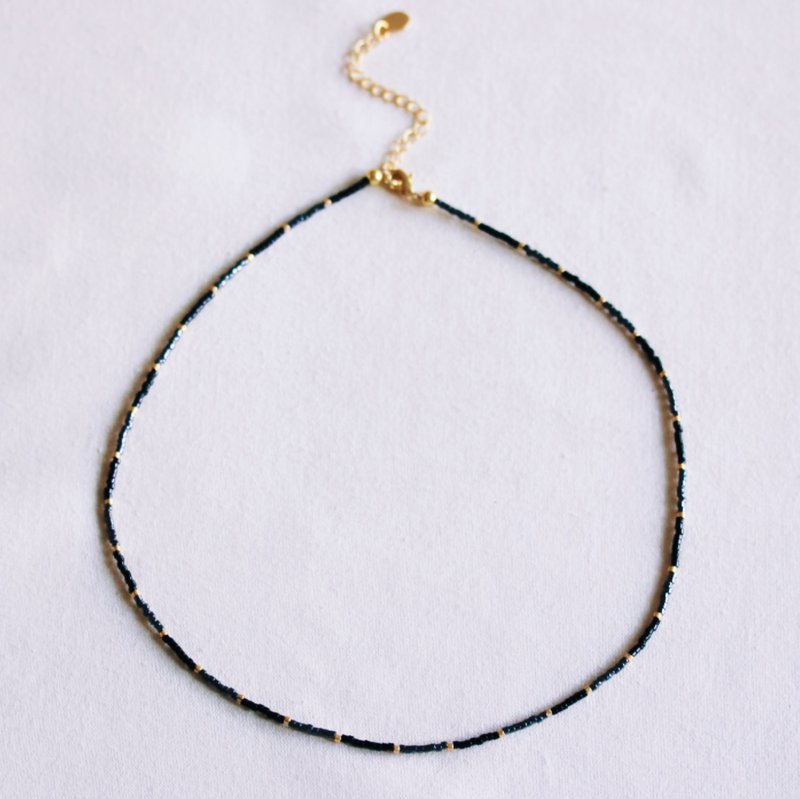 Miyuki necklace – black/anthracite/gold-plated