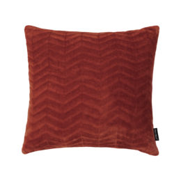 Decorative rust-colored cushion with a chevron pattern, suitable for 3-person couches.