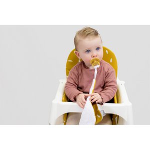 Ikea Antilop-Einsatzkissen – Ockergelb mit weißen Federn