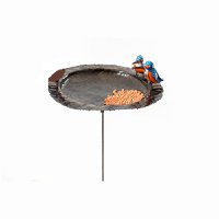 METAL CL 2 KINGFISHER PLATE BIRDFEEDER ON STICK