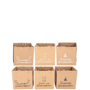 Paper bag solid, 3 motifs, 2 colors, L12cm, W12cm, H12cm, natural