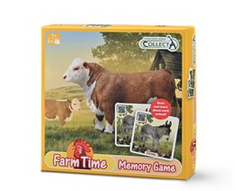  Memory game with farm animals. Includes cards with images of various farm animals like cows, pigs, and chickens. Designed for children to match and remember the different farm life scenes.
