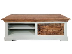 TV-lowboard TV-meubel B 114 H 45 cm massief houten TV-meubel Ibiza wit massief mangohout