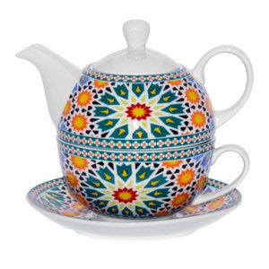 SET 2 PORZELLAN-TEAPET+TASSE+TELLER, TEEKANNE:420ML TASSE:250ML _TEEKANNE:°11X12CM, TASSE:°11X5CM ST9080