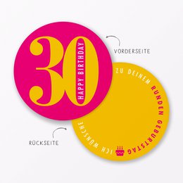 Geburtstagskarte "Runder Geburtstag 30" rund inkl. Umschlag
