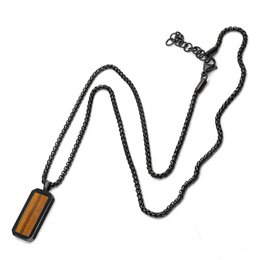 Collar de acero inoxidable negro para hombres con colgante de tigre rectangular