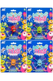  Colorful sticky monster action figures with spiky ball shapes, bright yellow and neon colors, collectible toys with googly eyes.