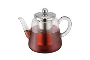 Theepot van borosilicaatglas met theefilter van 1,1 liter