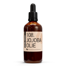 Organic and cold-pressed jojoba oil in 100 ml, 300 ml, 1000 ml, and 5000 ml sizes.